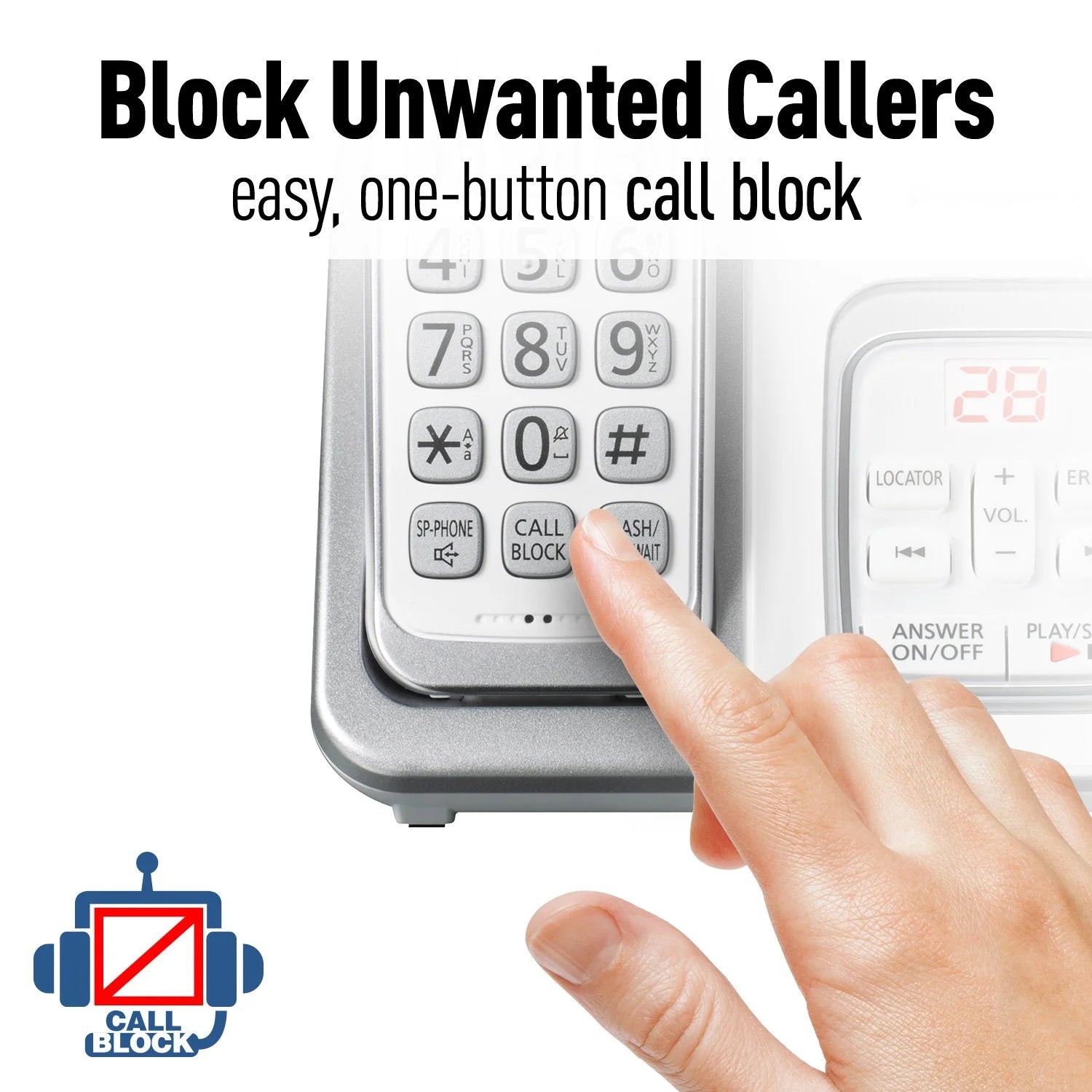 Expandable Cordless Phone System with Answering Machine and Call Block - 3 Cordless Handsets T487