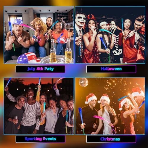 10 Pieces Fiber Optic Wand Light up Glow Stick LED Colorful Flashing Wands Z89701