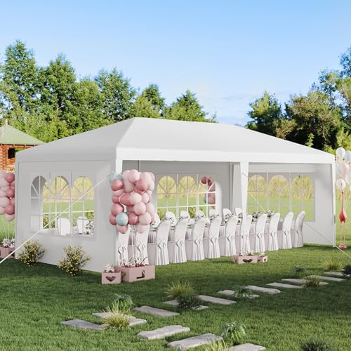 10x30 Waterproof White Canopy Tent with 8 Removable Sidewalls O364004