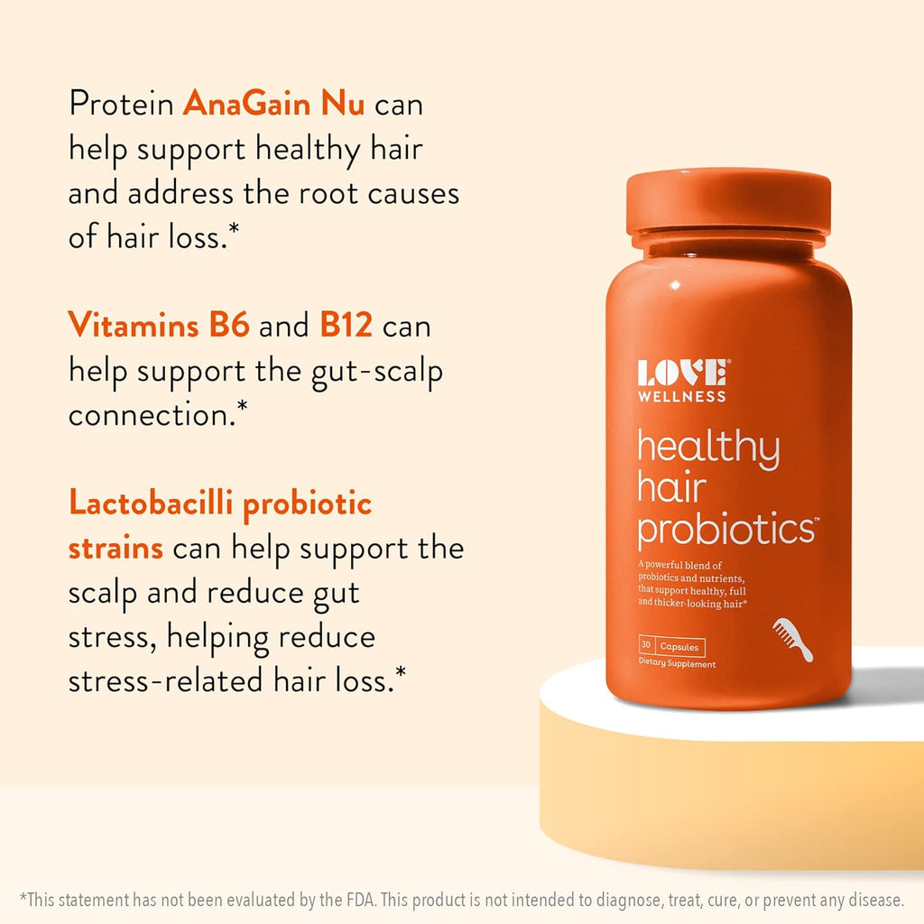 Healthy Hair Probiotics Supplement with Biotin and Vitamin B12 & B6 30 Capsules T4568