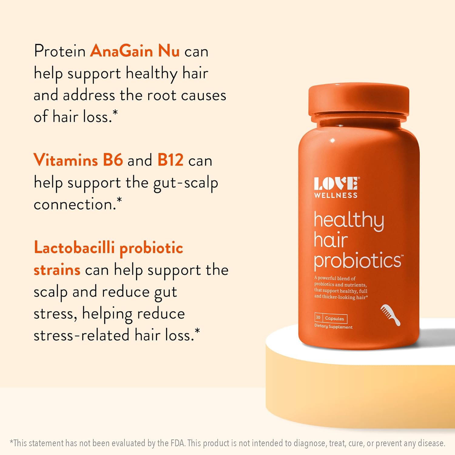 Healthy Hair Probiotics Supplement with Biotin and Vitamin B12 & B6 30 Capsules T4568
