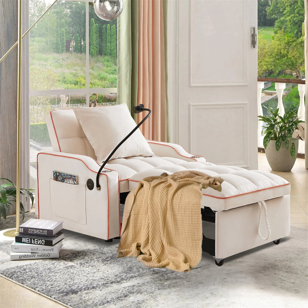 Beige Sleeper Chair Bed R586