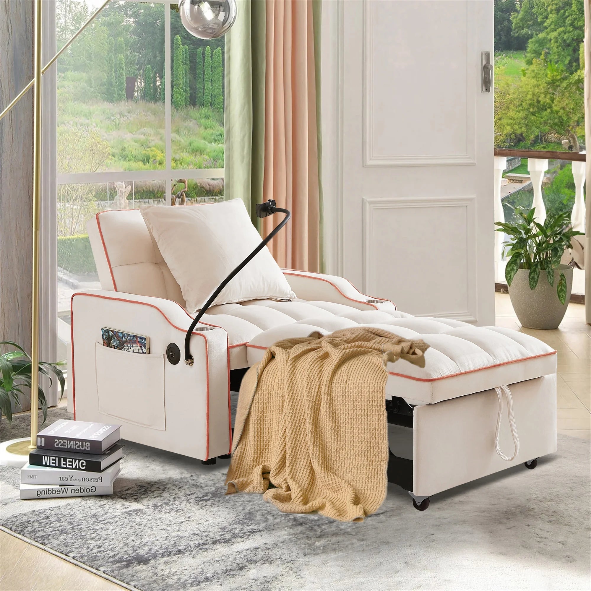 Beige Sleeper Chair Bed R586