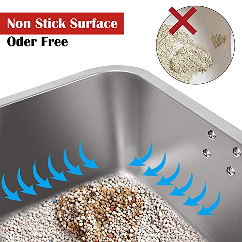 Stainless Steel Cat Litter Box, 20" x 14" x 6" Large Metal Litter Box X573