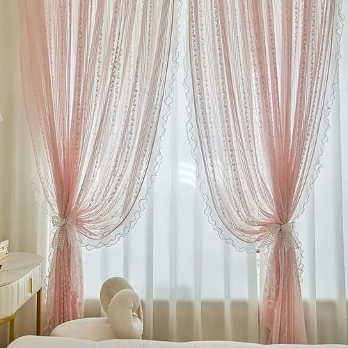 Sheer Pink Ruffle Curtains B300611