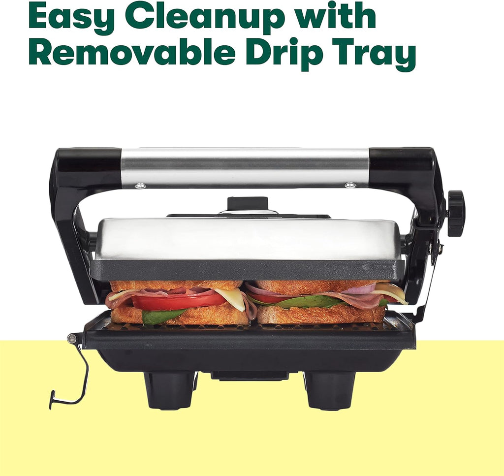 Stainless Steel Panini Press with Double Nonstick Plates D839