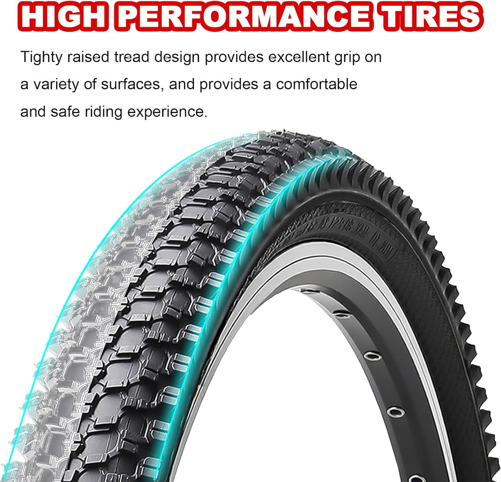 26" x 1.95 Folding Replacement Bicycle Tire with Schrader Valve Tubes, Tire Levers and Liners 2 PCS M729912