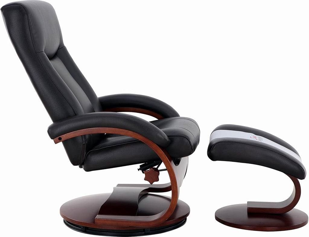 Black Top Grain Leather Recliner and Ottoman Y8201