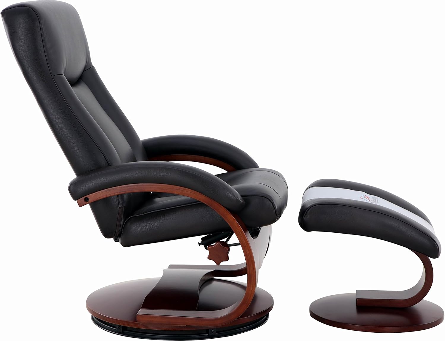 Black Top Grain Leather Recliner and Ottoman Y8201