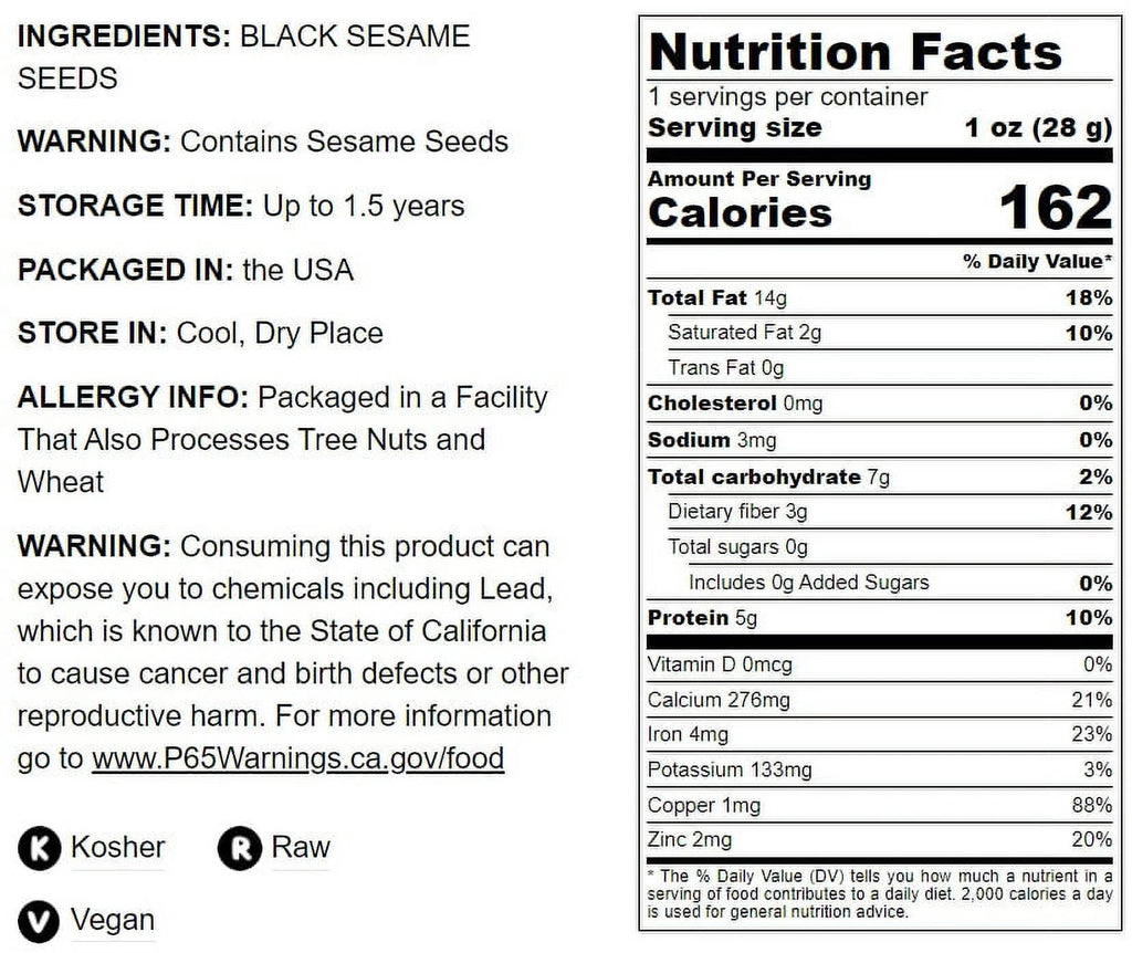 Black Sesame Seeds, 16 Pounds — Raw, Vegan, Kosher D397