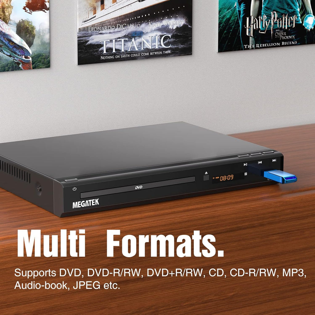 Region-Free DVD Player with HDMI, USB Port, Metal Casing, Remote A32083