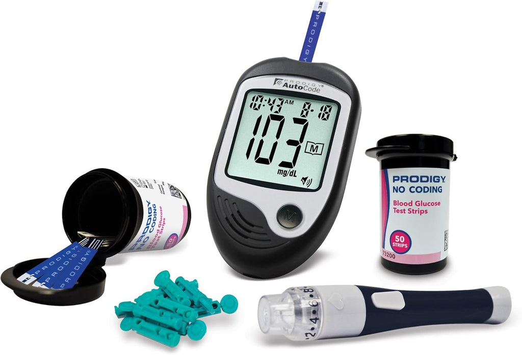 Glucose Monitor Kit with Meter, 100ct Test Strips, 10ct Lancets, Lancing Device, Carrying Case, Log Book C84973