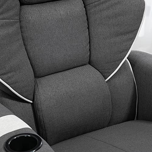 Black Manual Recliner Swivel Lounge Armchair with Footrest and Two Cup Holders Z949561
