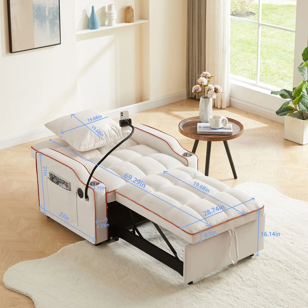 Beige Sleeper Chair Bed R586