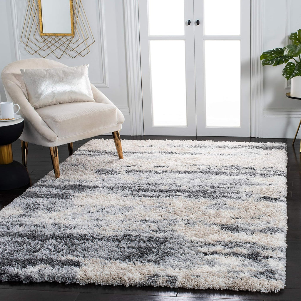 Grey & Ivory 8' x 10' Shag Area Rug I42946