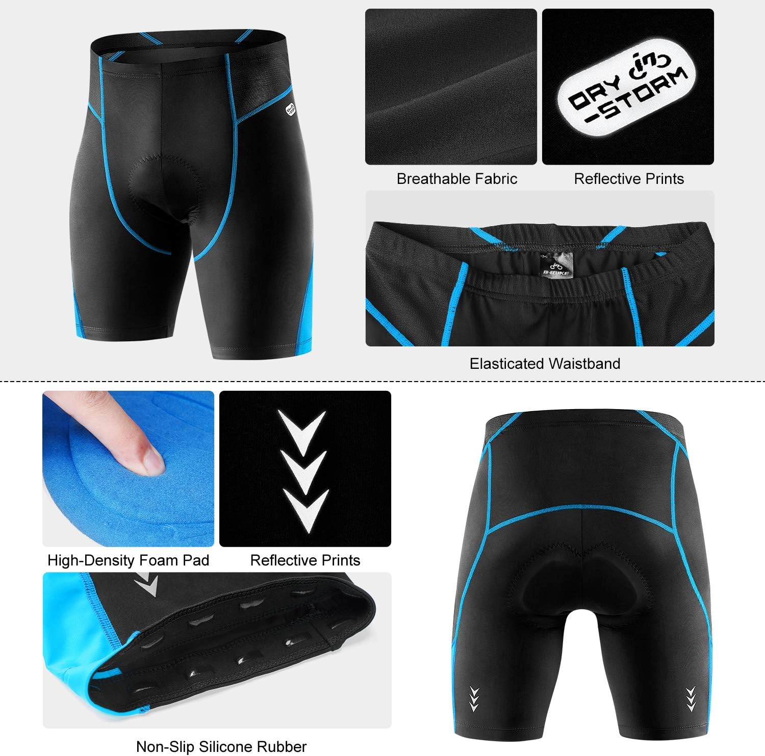 3D Padded Blue Cycling Shorts L6516