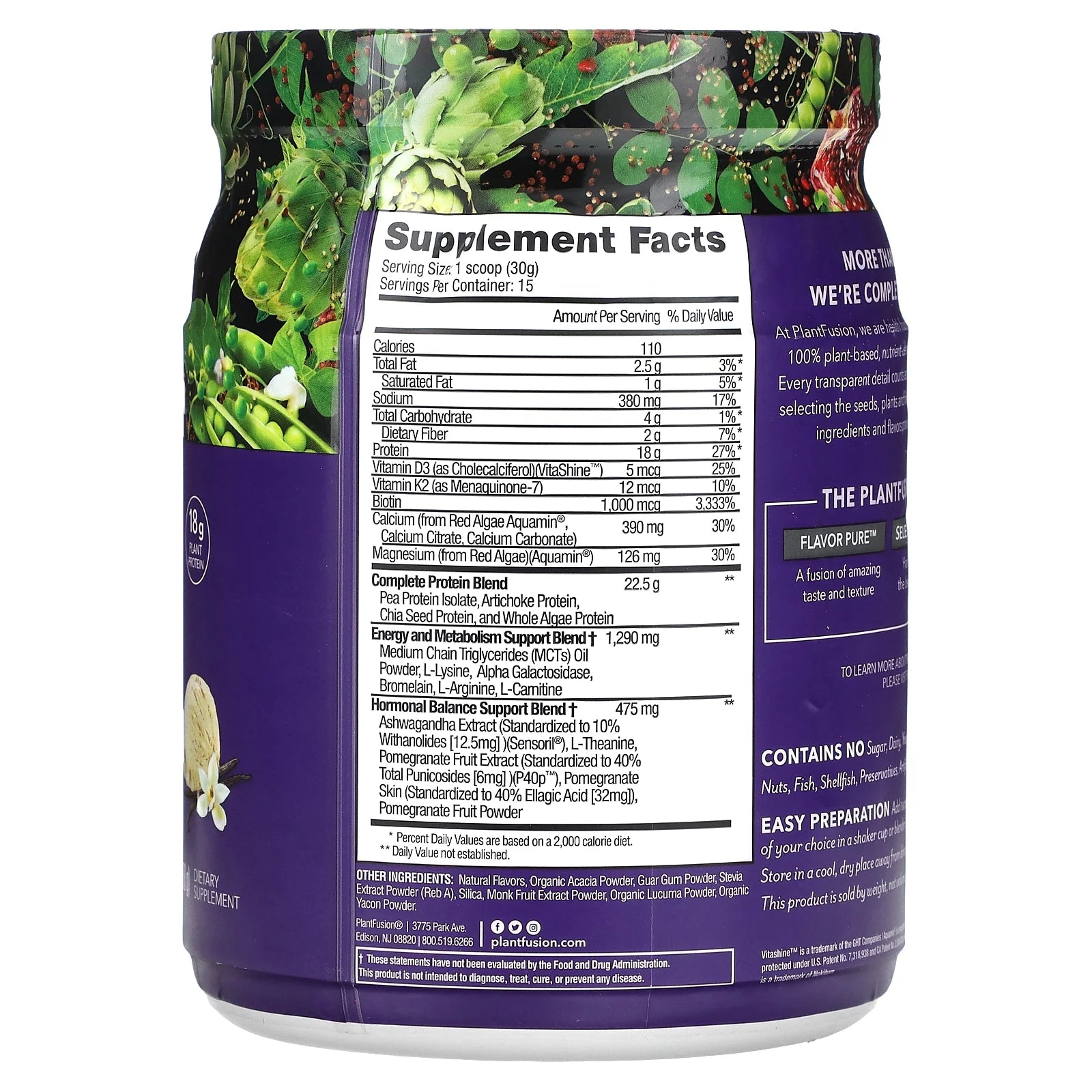 Creamy Vanilla Bean Plant-Based Protein Powder 15.87 oz H444205