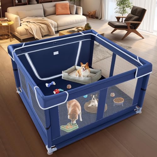 42x42x25.6 Inches Dog Playpen with Gate J6756