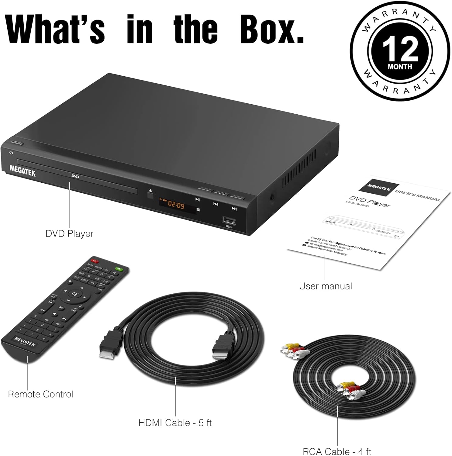Region-Free DVD Player with HDMI, USB Port, Metal Casing, Remote A32083