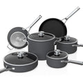 10 Piece Hard Anodized Nonstick Pots & Frying Pans Set with Glass Lids Y679