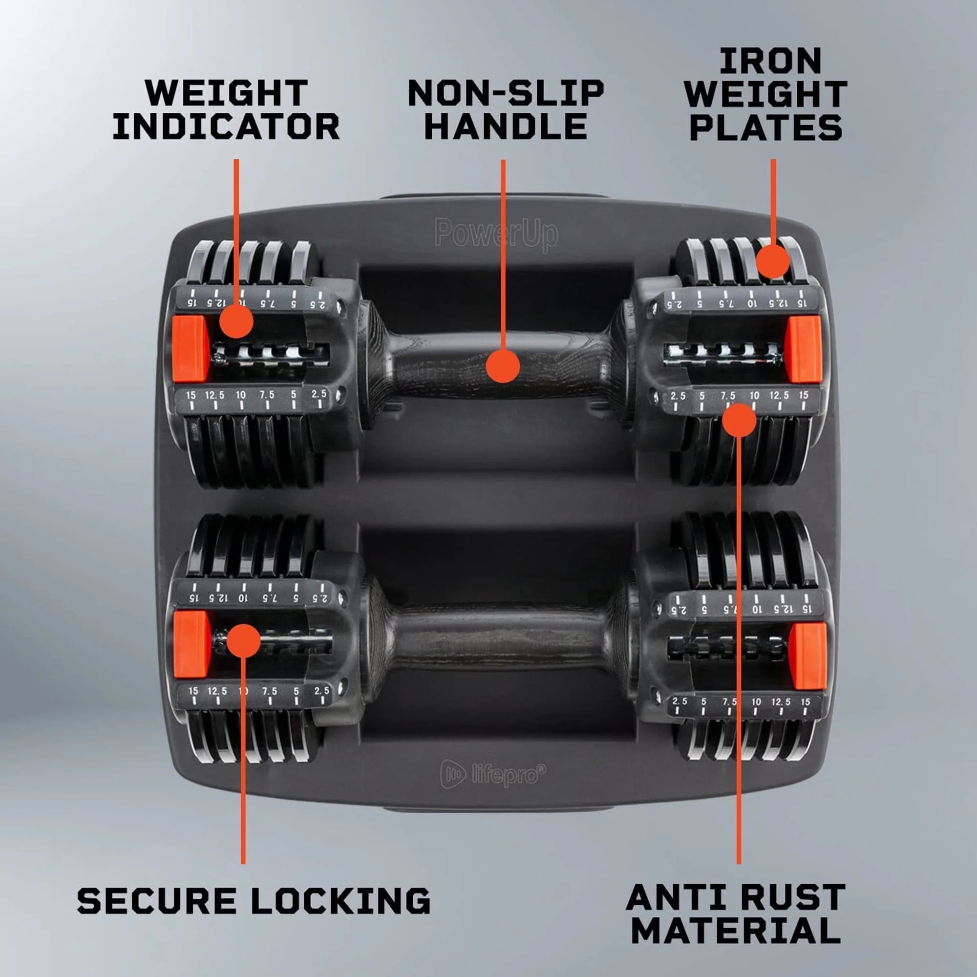 15 Pound Adjustable Dumbbells Set, 2 Pcs R690