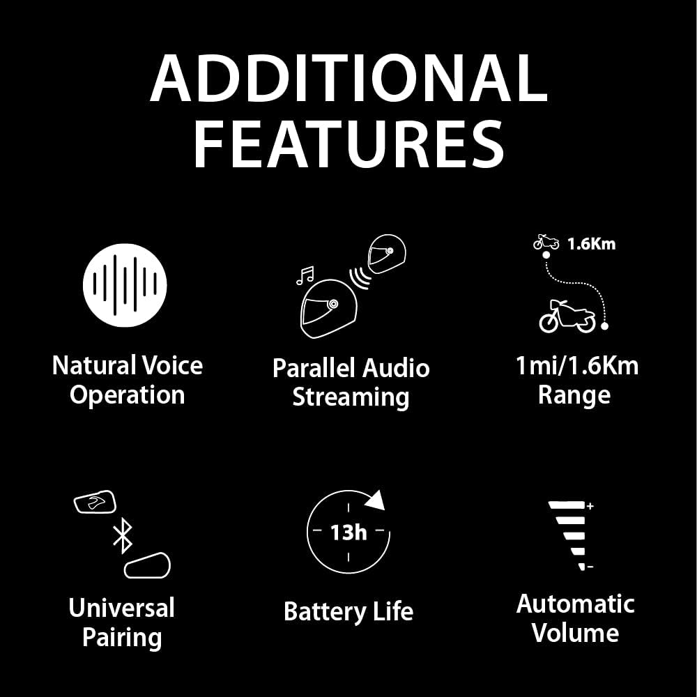 Black Single Pack Motorcycle Bluetooth Communication System Headset K361