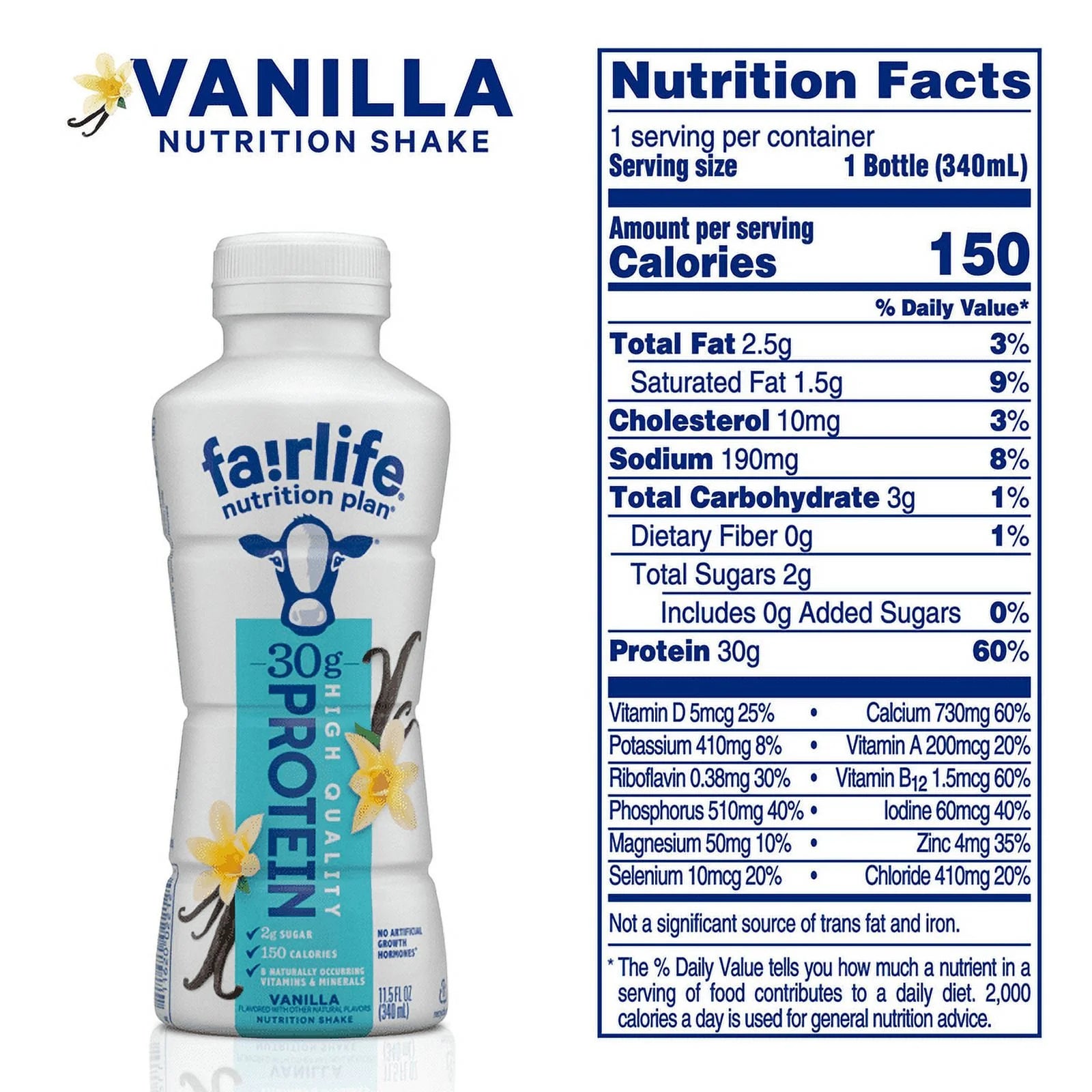 Vanilla High Protein Shake, 12 Pack of 11.5 Fl Ounce Bottles A25580
