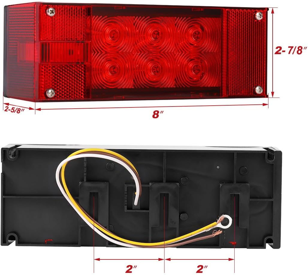 2PCS 12V LED Submersible Rectangular Trailer Lights F825