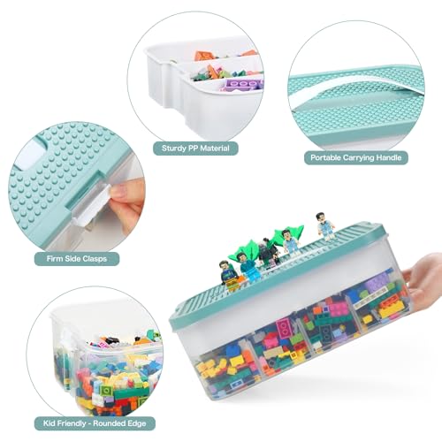 Blue Toy Storage Organizer with Compartments and Lids T4759