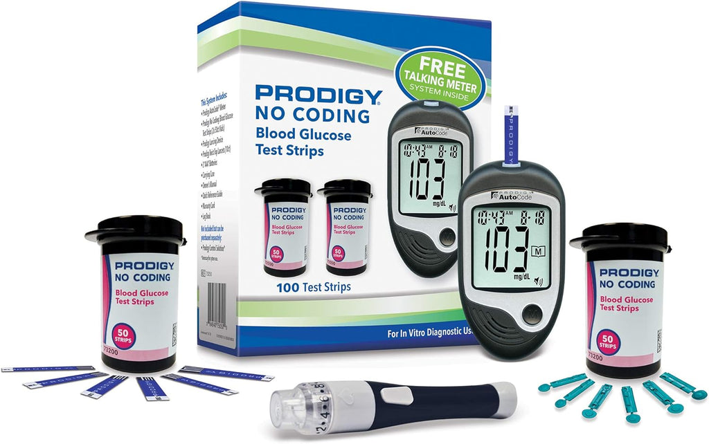 Glucose Monitor Kit with Meter, 100ct Test Strips, 10ct Lancets, Lancing Device, Carrying Case, Log Book C84973