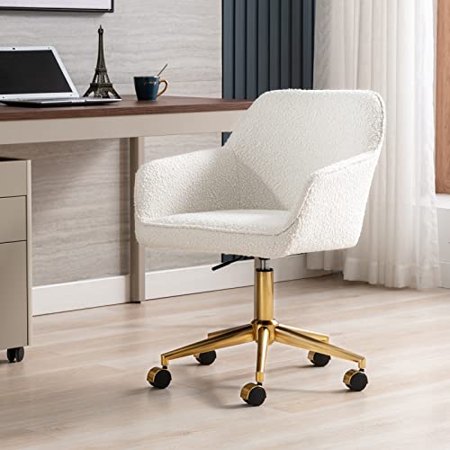 White Swivel Desk Chair with Wheels M7245