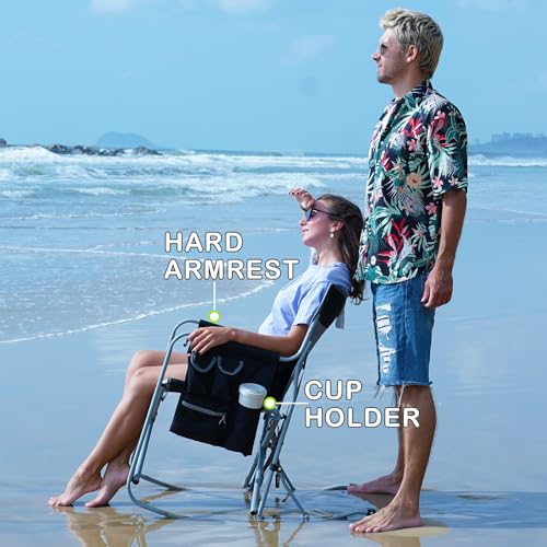 Oversized Rocking Camping Chair with Cooler and Side Pocket (Black/Grey) Y59624