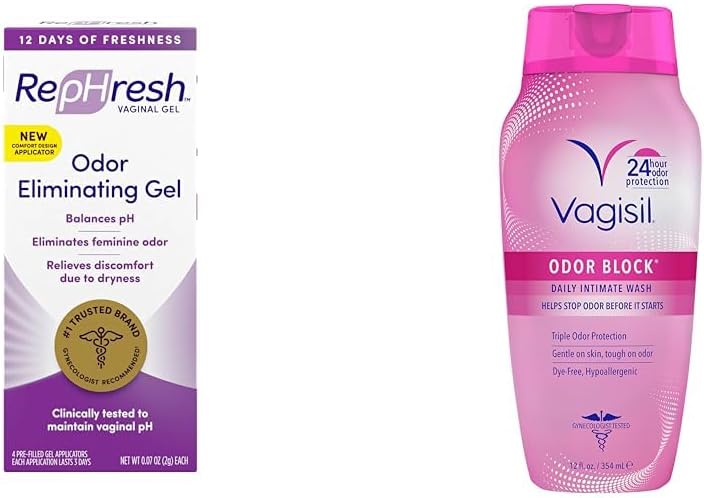 Odor Eliminating Vaginal Gel, 4ct (0.07oz) & Feminine Wash, 12 oz H911