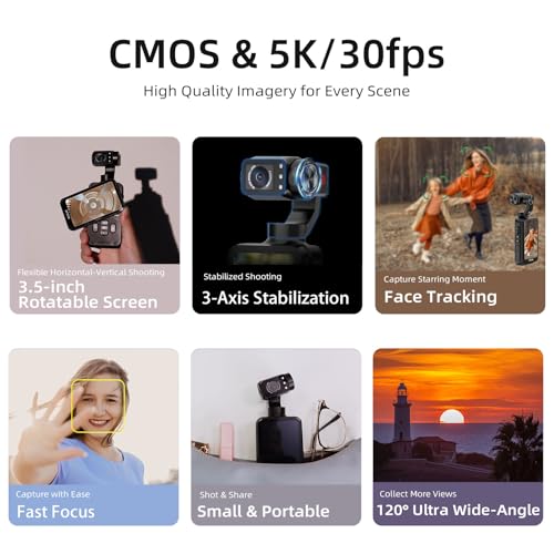 5K Handheld Camera with 3-Axis Gimbal Stabilizer G38790