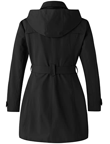 Women's Plus Size Double-Breasted Waterproof Trench Coat with Detachable Hood G686192