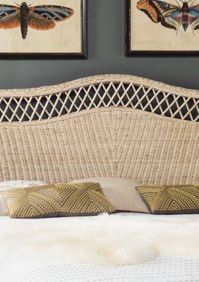 White Washed Rattan Headboard King Q3390