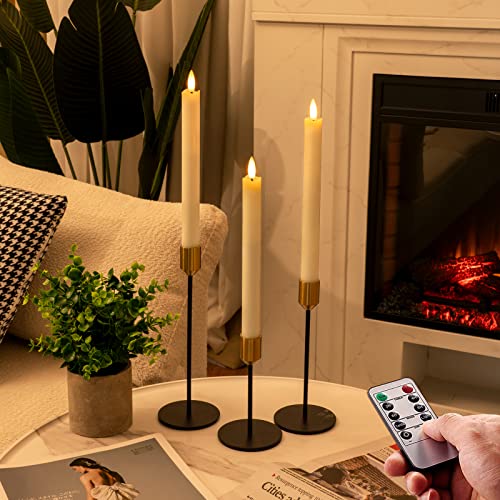 6 Pcs Flameless White LED Taper Candles with Remote Timer X448934