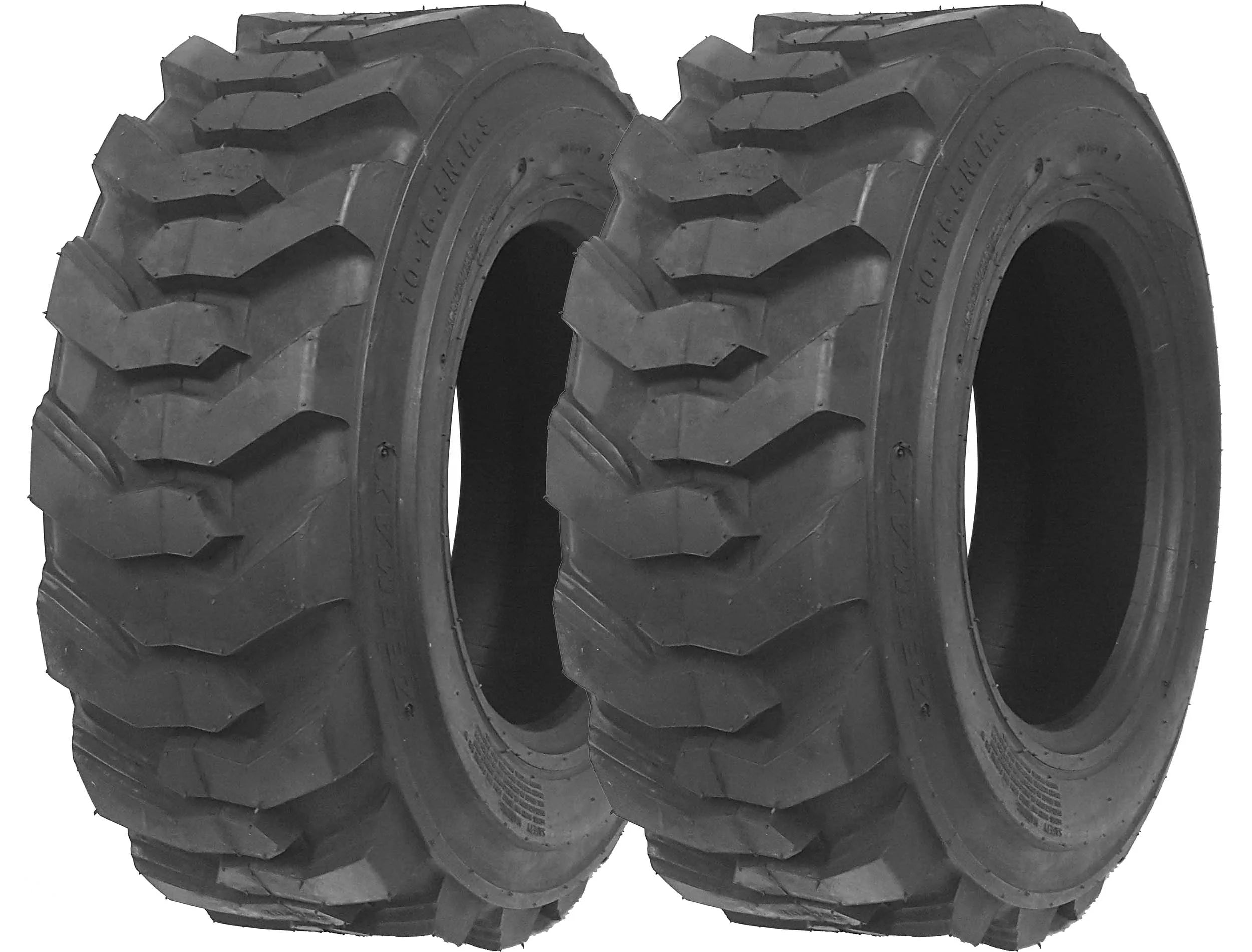 Set 2 Heavy Duty 10-16.5 Skid Steer Tires with Rim Guard U4924