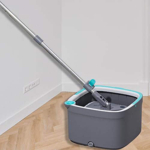 Square Spin Mop and Bucket with 2 Machine Washable Mop Pads E662