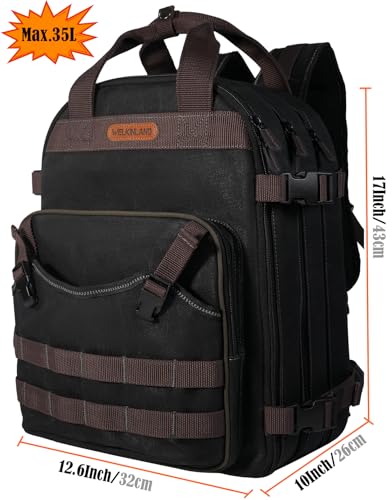 Black Wax-Canvas 90-Pockets Electrician Backpack D27765