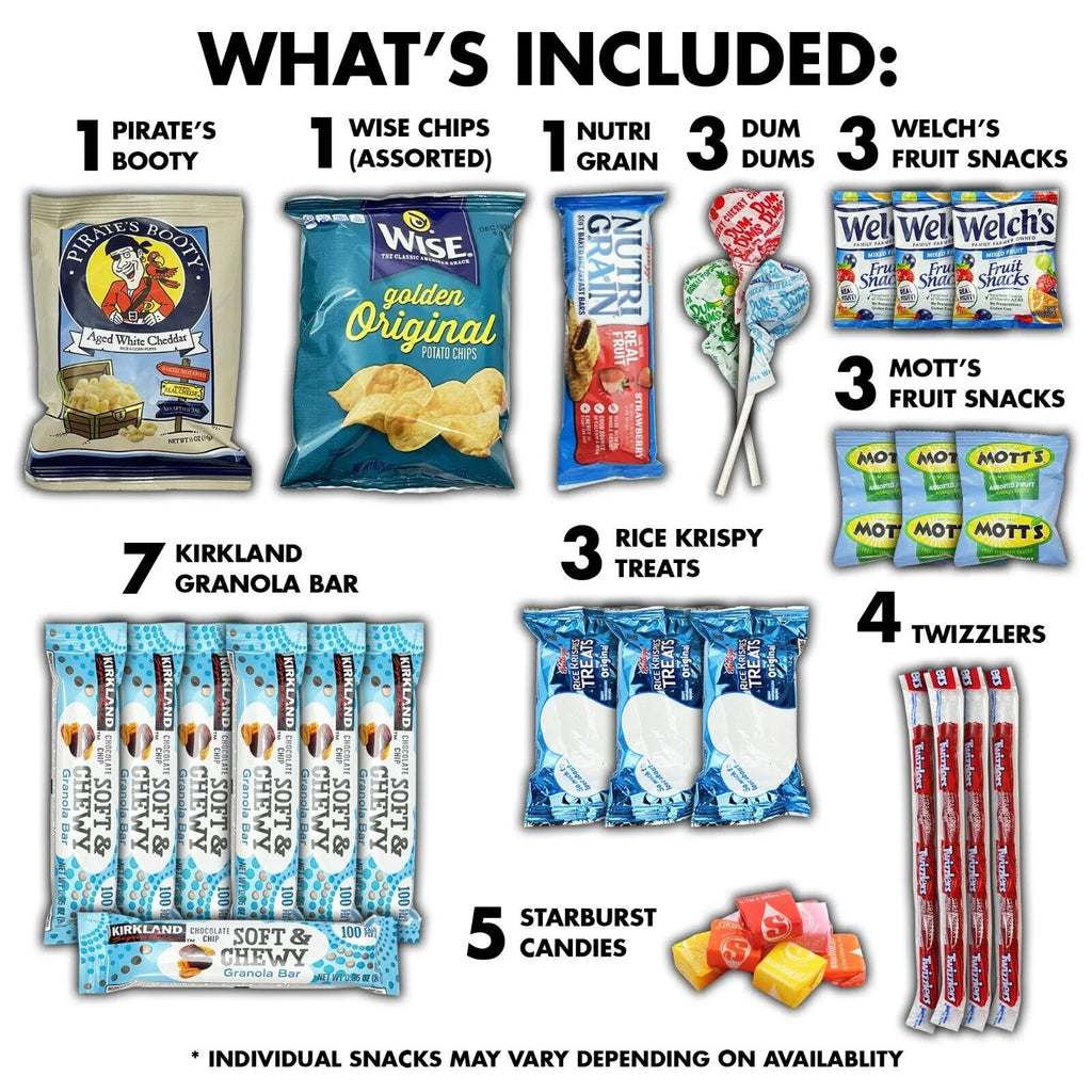 50 Snacks Variety Assortment of Chips, Cookies, Candy, Bars Q11106