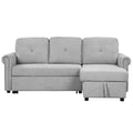 Gray Velvet L Shaped Sleeper Sectional Sofa with Storage Chaise Lounge N386891