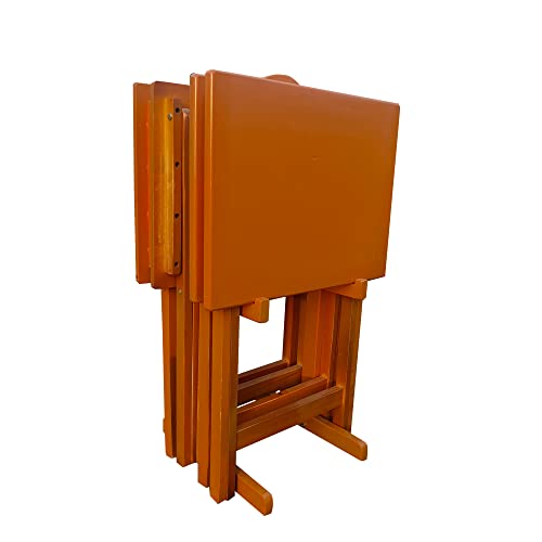 Set of 4 Solid Wood Folding TV Tray Table C9474