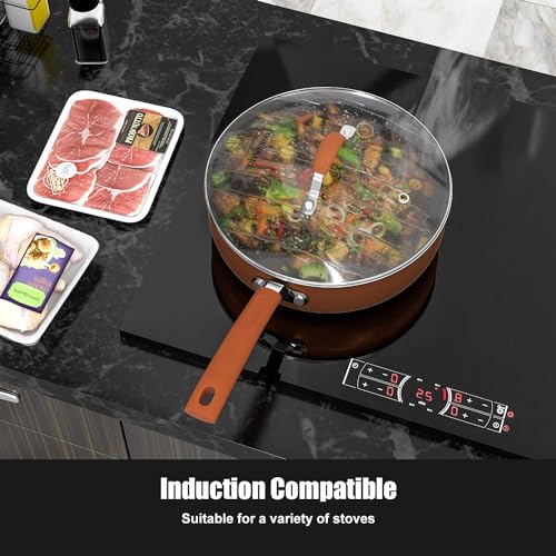 Copper 12-Inch Nonstick Induction Frying Pan with Lid W955