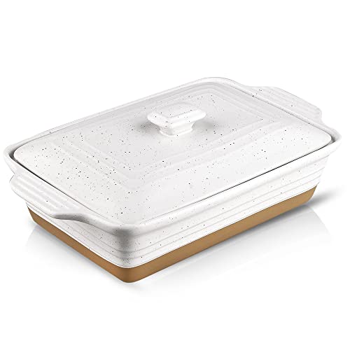 White 3.5 Quart Ceramic Casserole Dish with Lid F541076