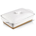 White 3.5 Quart Ceramic Casserole Dish with Lid F541076