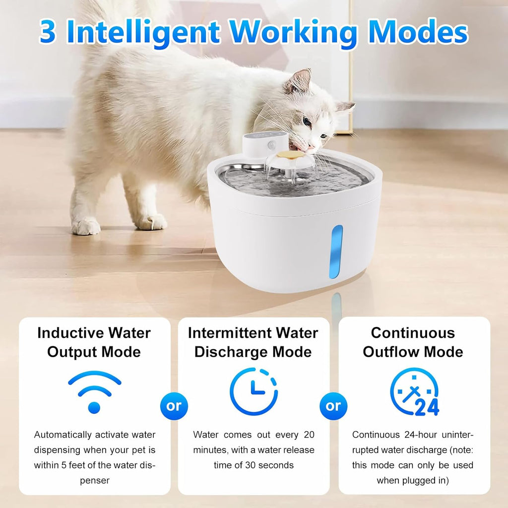 2.6L Automatic Stainless Steel Pet Water Dispenser with 6 Filters O366923