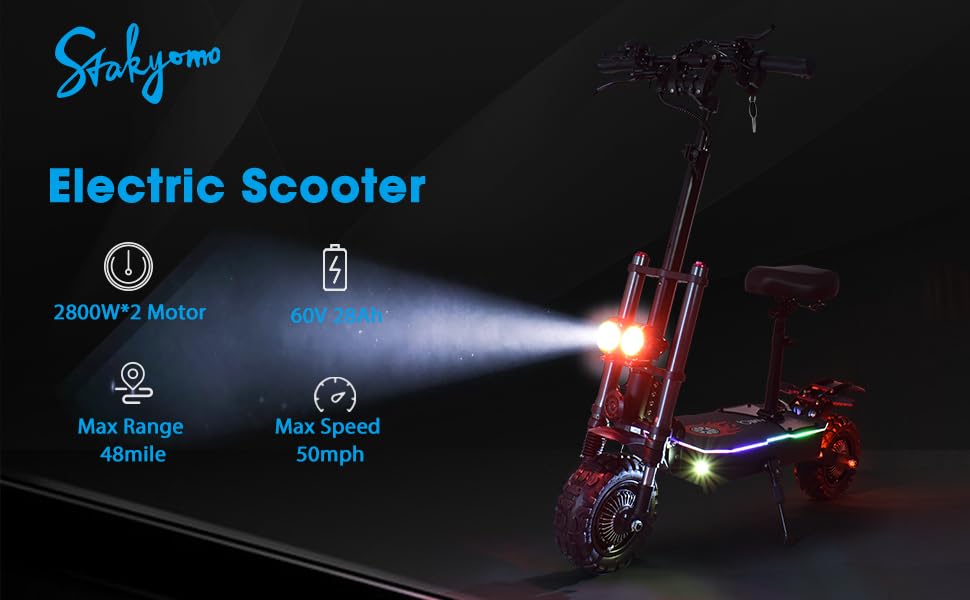 60V 38.4Ah Dual Motor Electric Scooter with 11" All-Terrain Tires D560