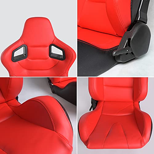 Black & Beige PVC Leather Bucket Seats with Sliders V70739