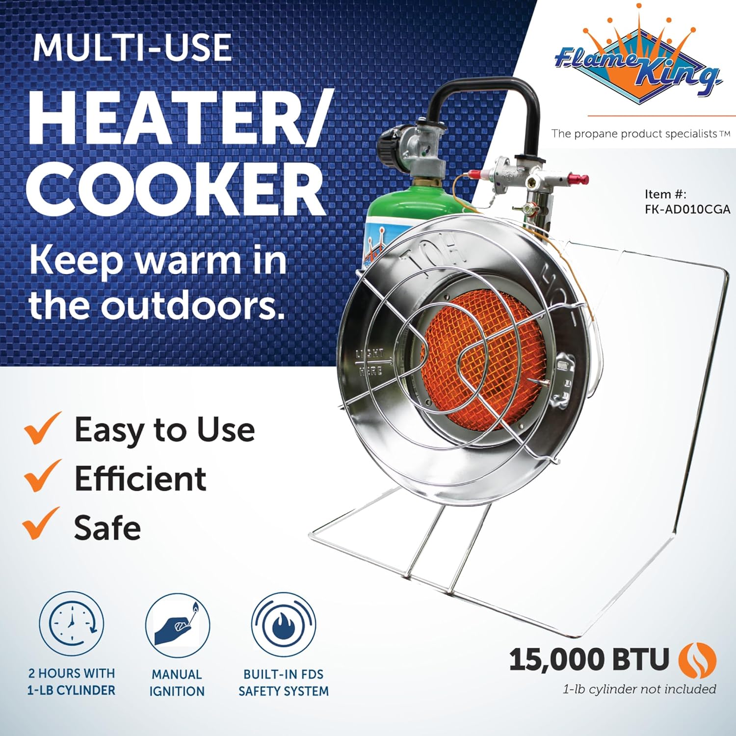 Portable Propane Heater Cooker 15,000 BTU Silver Z8643